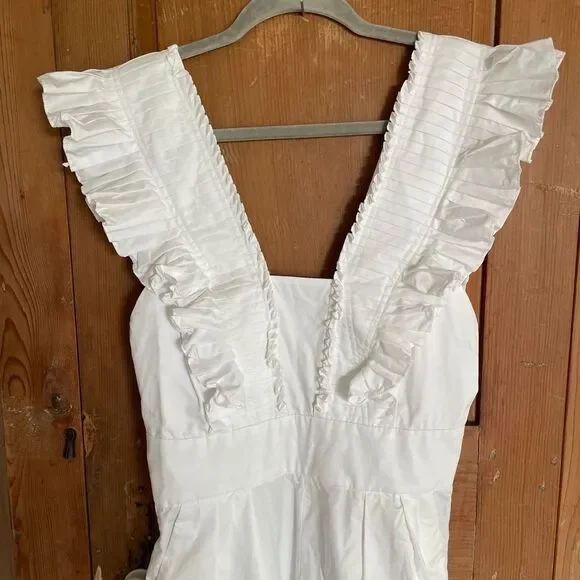Tibi crisp White Ruffled Jumpsuit